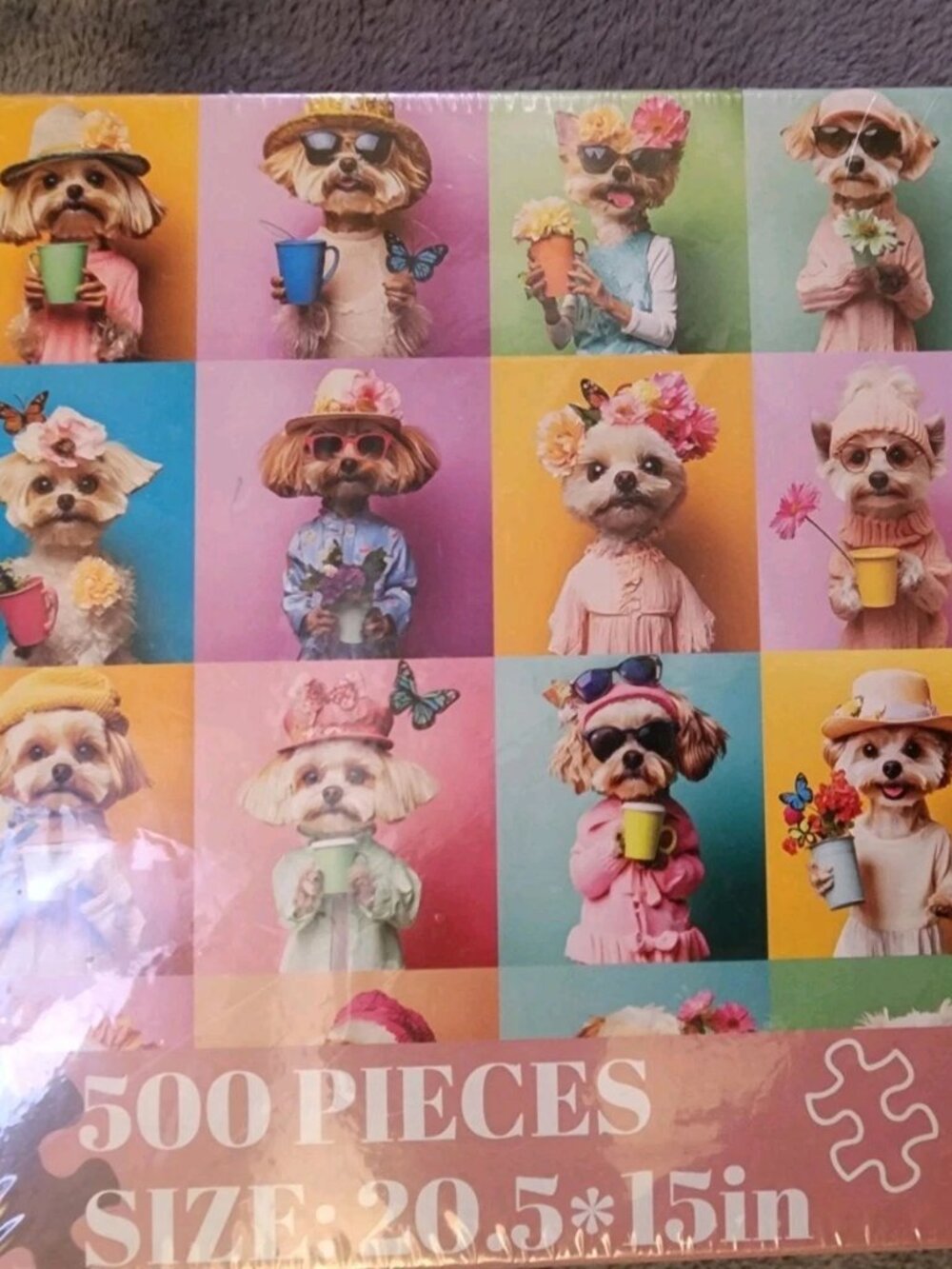 500 Piece Puzzles for Adults Cute Dogs w/ Hats Collage Jigsaw 20.5 x 15 inches